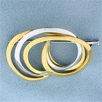 Italian Made Abstract Design Pin in 18K Yellow and