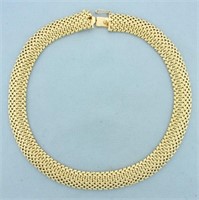 15 Inch Mesh Design Chain Necklace in 14K Yellow G