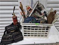 Crate of Tools, Tool Belt, Work Gloves, More