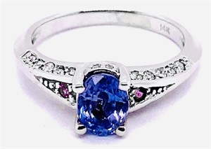 2.11 cts Ceylon Blue Sapphire & Diamond 14k Ring
