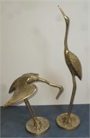 Pair of Brass Crane Birds