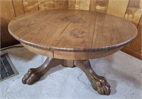 Vintage Oak Clawfoot Pedestal Cocktail Table