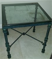 Wrought Iron Side Table with Glass Top