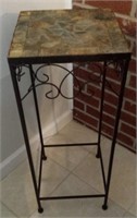 Metal Plant Stand with Stone Top