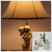 Figurine Lamp and Porcelain Figurines
