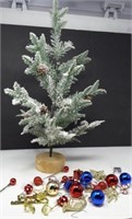 20"Faux Frosted Christmas Tree & Ornaments