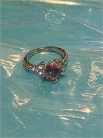 Size 6 multi color stone with side cubic zirconia