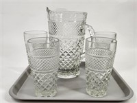VINTAGE WEXFORD PITCHER & ICED TEA GLASSES