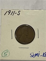 1911-S Lincoln Penny Semi Key