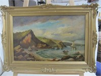 Oil on Canvas Harbour Scene