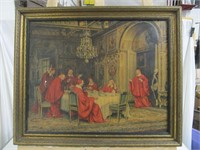 Oil on Canvas Cardinals at Dinner Bennett