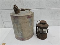 Vintage Railroad Lantern Light  & 5 Gal Can