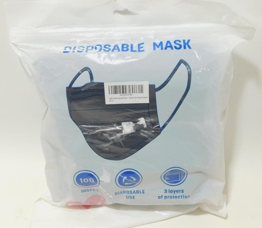 100 Disposable Black Masks