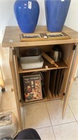 Wooden cabinet with dividers, no contents