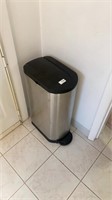 Metal foot operated garbage can