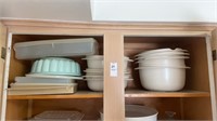 Shelf lot , tupperware  microwave bowls and