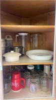 Cabinet lot of kitchenware glasses etc