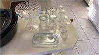 Glassware lot- Tyrone crystal pedestal dish, 4
