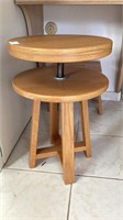 Round, Wooden, swivel stool with 2 cushions