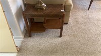 Two-tier wooden end table