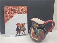 Metal BISTO Sign 12 x 16" &  Rooster Pitcher