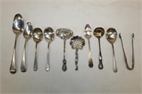 Sterling Silver Pieces; tongs, ladle, spoons