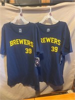 2 new youth Milwaukee Brewers T-shirts size 18