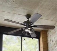 52 in. LED Indoor Matte Black Ceiling Fan w Light
