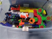 TOTE FULL OF NERF GUNS & ACCESSORIES