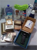 SOFTSOAP JUG, CLEANING SUPPLIES, PICTURE FRAMES,