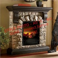 Faux Stone Electric Fireplace, Rustic