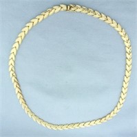 Designer Leaf Design Diamond Cut Necklace in 14k Y