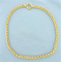Italian Foxtail Link Necklace in 18k Yellow Gold
