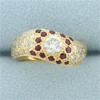 Ruby and Diamond Ring in 14k Yellow Gold