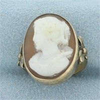 Antique Victorian Left Facing Woman Carved Cameo R