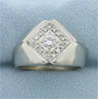 Diamond Modern Geometric Cluster Ring in 14k White