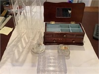 Jewelry box, necklace display, ring holder