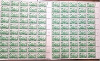 2 SHEETS VINTAGE US POSTAGE STAMPS ONE CENT
