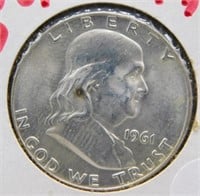 1961-D Franklin Silver Half Dollar.