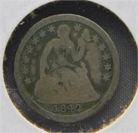 1842 Seated Liberty Silver Half Dime.