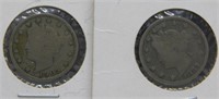 1883 No Cents Liberty V Nickel and 1905 Liberty V