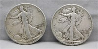 1943-D and 1942 Walking Liberty Silver Half