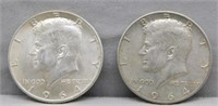 (2) 1964 Kennedy Silver Half Dollars.