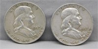 (2) Franklin Silver Half Dollars.