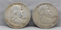 (2) Franklin Silver Half Dollars.