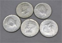 (5) 40% Silver Kennedy Half Dollars of Assorted