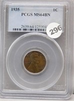 1935 PCGS MS64BN Wheat Cent.