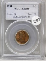 1934 PCGS MS65RD Wheat Cent.