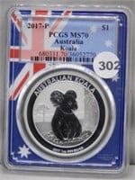 2017-P PCGS MS70 Australia Koala 1 oz. Silver