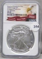2020-P NGC MS69 Silver Eagle.